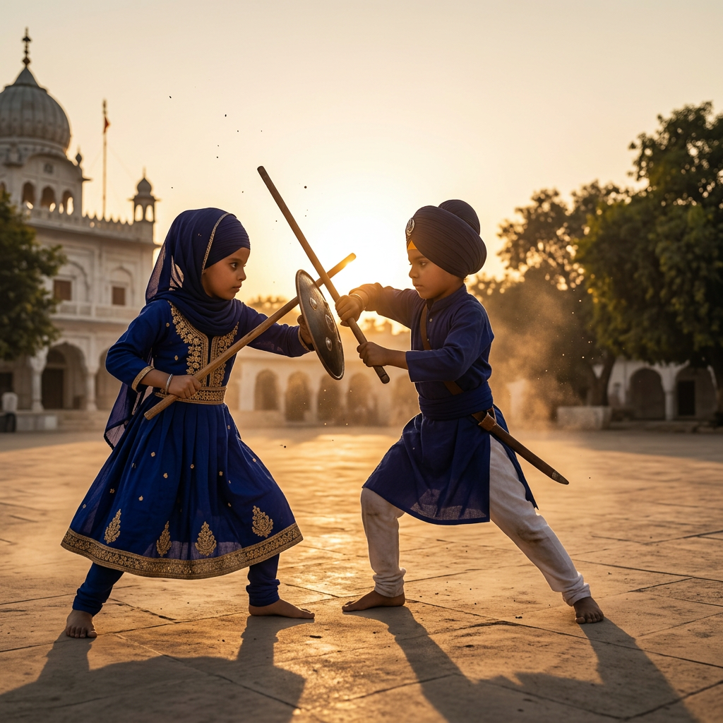 firefly reference images girl same dress performing gatka cover head with scarf at ,a boy an 796700 (4)